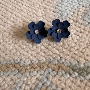 Jcrew Navy Floral Statement Stud Earring